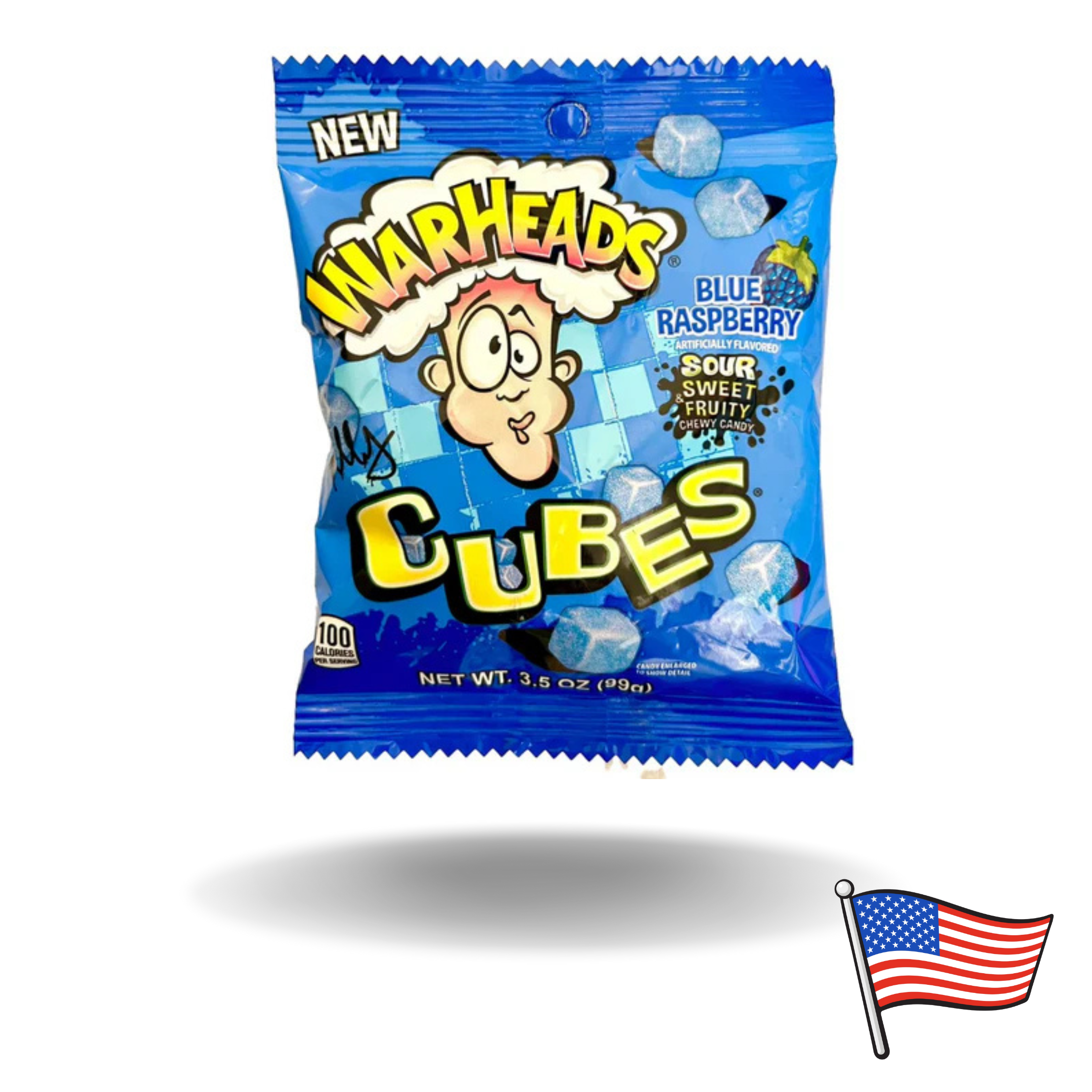 12x Warheads Blue Raspberry Cubes 99g